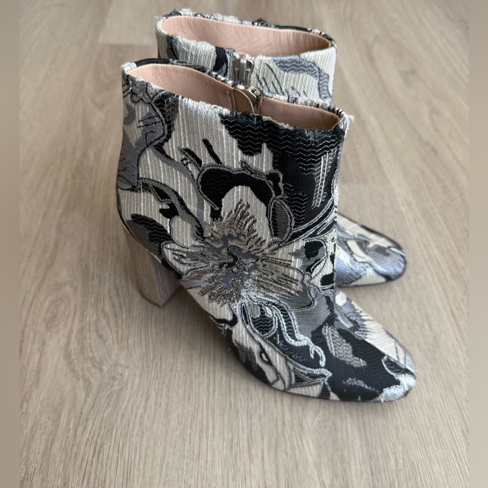 Anthropologie Pour La Victoire Black/Silver Ankle Boots Christmas New Year Party